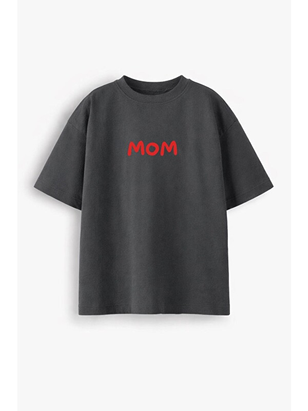 Monila Kadın Premium Kumaş Mom Baskılı Oversize T-Shirt