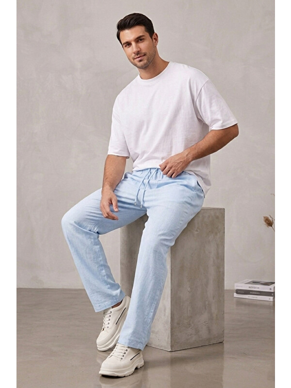 Bigdart Erkek Rahat Keten Pantolon 30118 - Mavi
