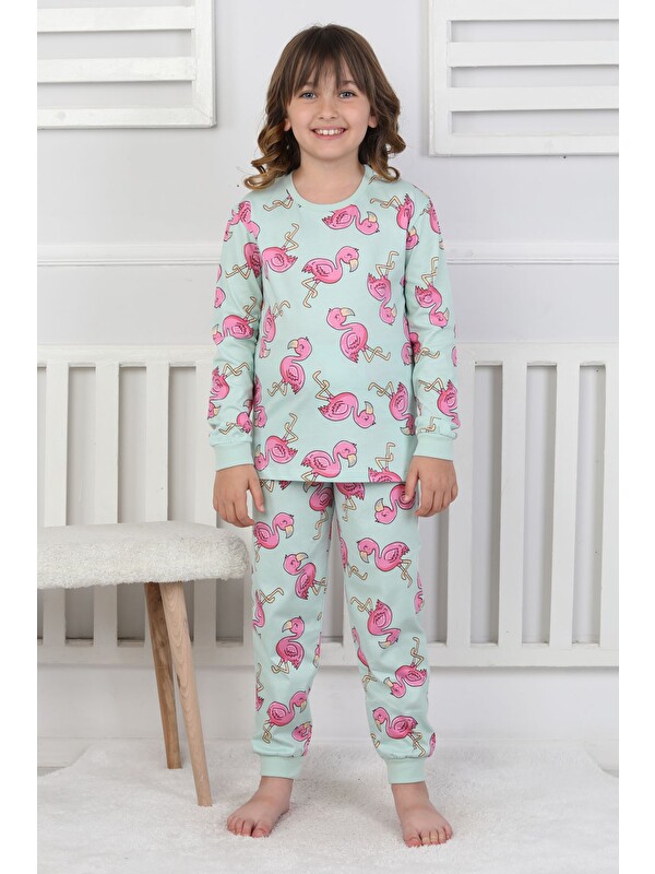 ZUZUNGA Cute Flamingo Desenli Kız Çocuk Pijama Takımı