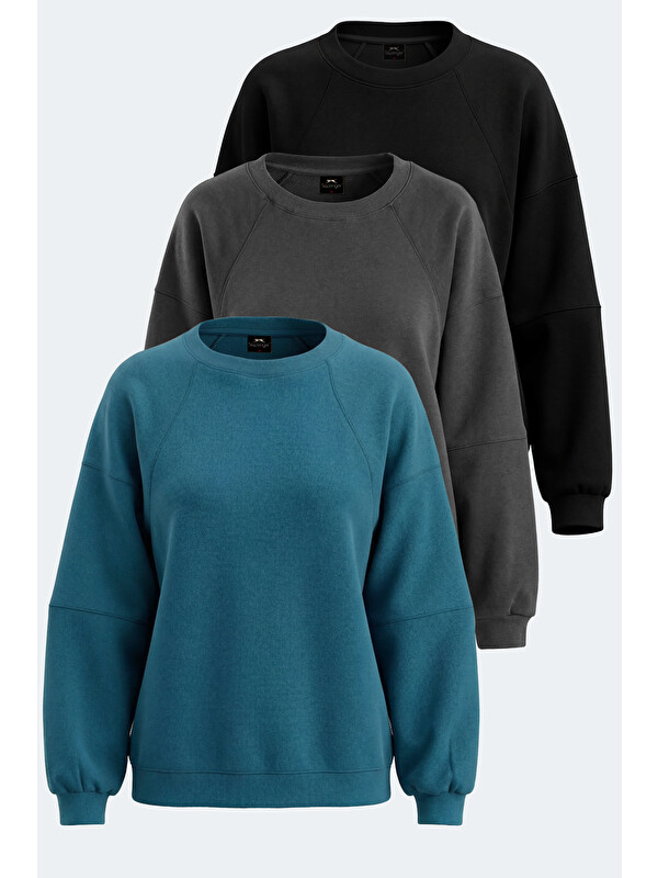 SLAZENGER VIA 3 LÜ SET Kadın Oversıze  Sweatshırt