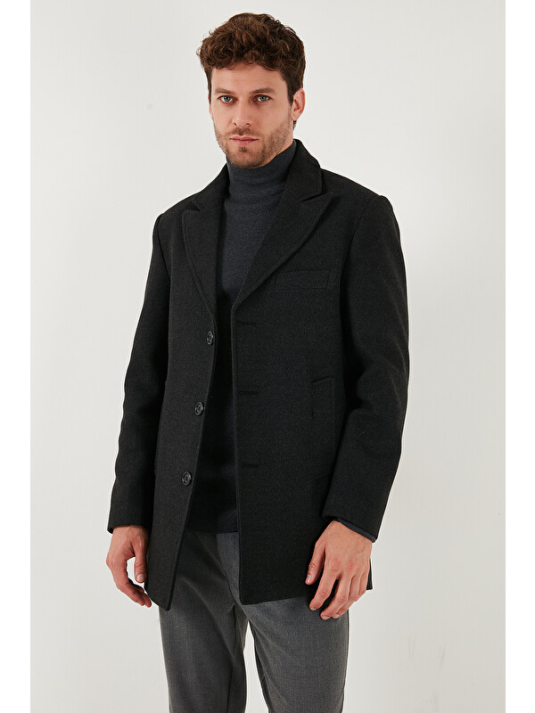 Buratti Slim Fit Apaş Yaka Astarlı Kaşe Kaban 584K1217