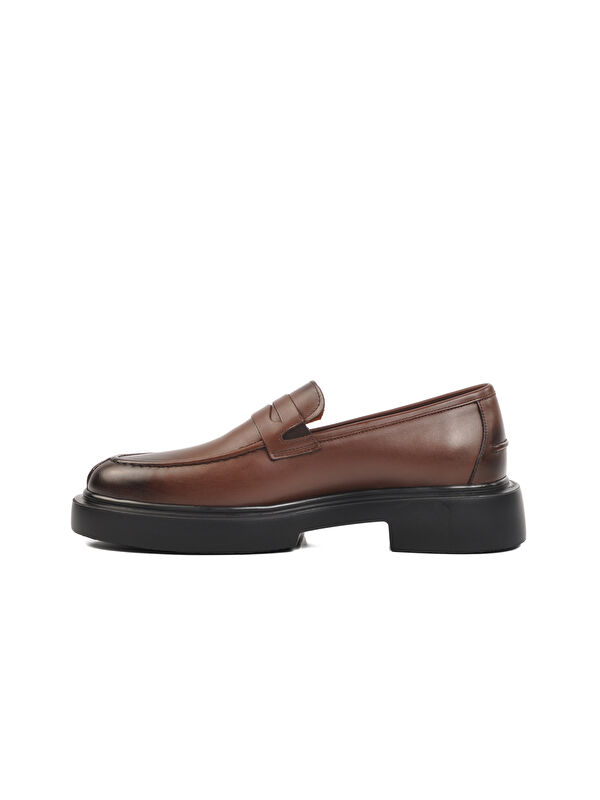 Kahve Rugan Hakiki Deri Erkek Loafer Ayakkabı Premium 1018 M - Görsel 3