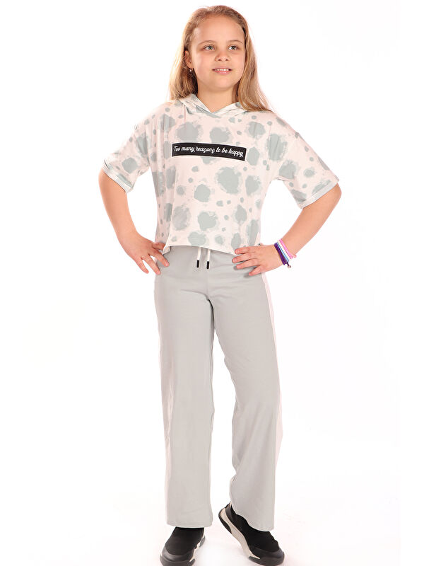 Toontoykids Kız Çocuk Ön Yazı Baskılı Batikli Eşofman Takım