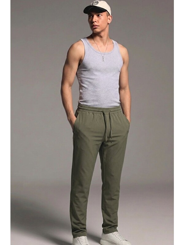 Comstar Erkek Esnek Casual Haki Baggy Pantolon