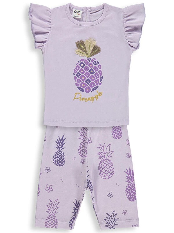 Civil Baby Ananas Baskılı 6-18 Ay Takım - Lila