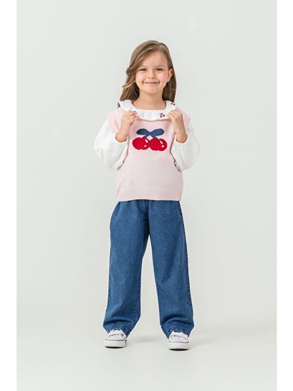 Harika Kids Kız Çocuk Triko Kazak-Gömlek-Jean Pantolon 3'lü Takım