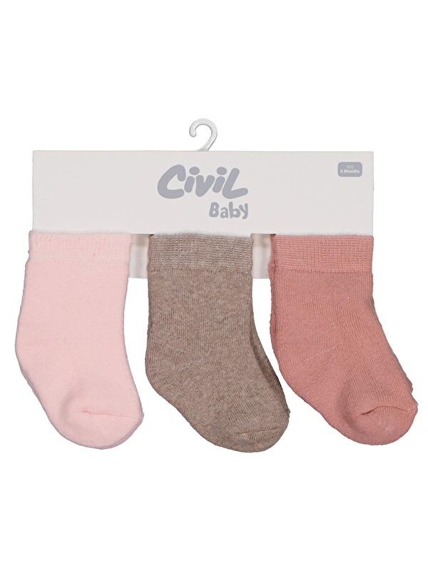 Civil Baby Basic Havlu 6- 3'lü Bebek Kız Çorap Set - Standart
