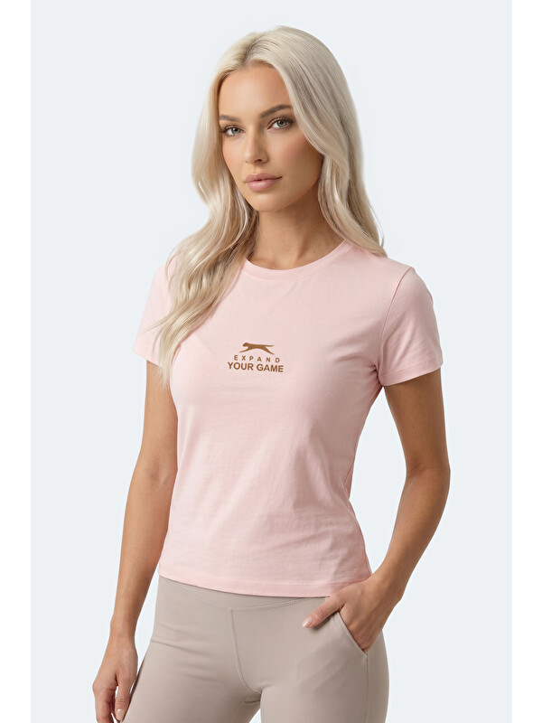 SLAZENGER KOSTA Kadın Baskılı Açık Pembe Tişört