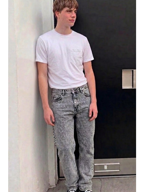 Comstar Erkek Bol Paça Açık Gri Baggy Pantolon