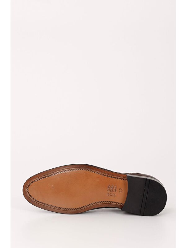 KAHVERENGİ Platinum Hakiki Deri Yuvarlak Burun Kösele Taban Bağcıklı Günlük Erkek Ayakkabı 01937 - Görsel 8