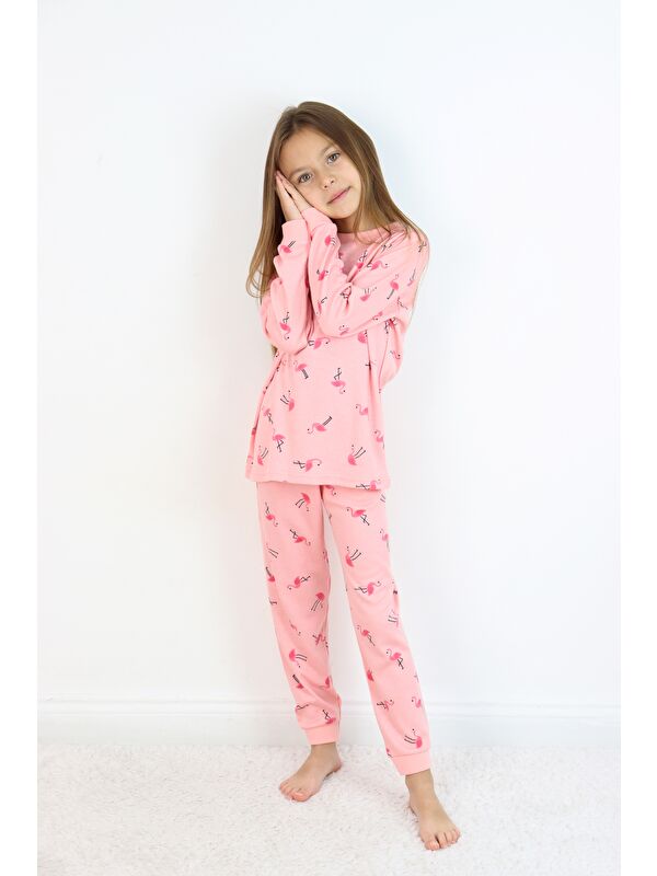 Harika Kids Kız Çocuk Orta Kalınlıkta Basic Baskılı Pijama Takımı