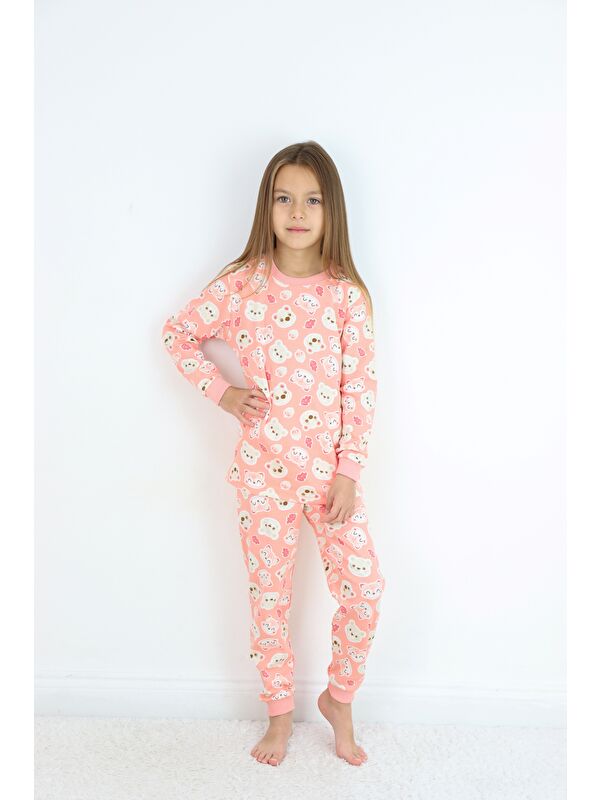 Harika Kids Kız Çocuk Orta Kalınlıkta Basic Baskılı Pijama Takımı