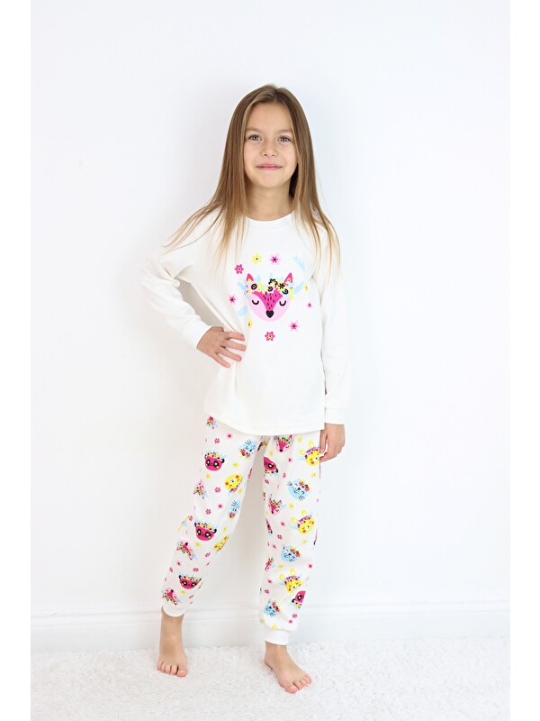 Harika Kids Kız Çocuk Orta Kalınlıkta Basic Baskılı Pijama Takımı