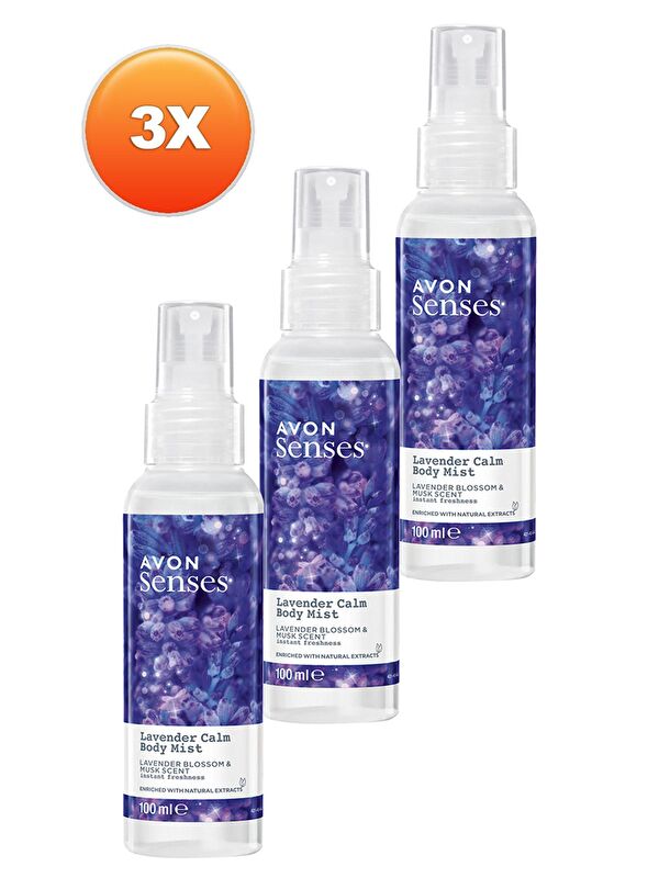 AVON Lavender Calm Lavanta ve Misk Kokulu Vücut Spreyi 100 Ml. Üçlü Set
