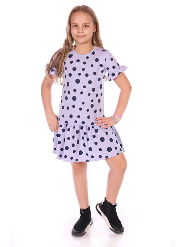 Toontoykids Kız Çocuk Komple Puantiye Baskılı Elbise