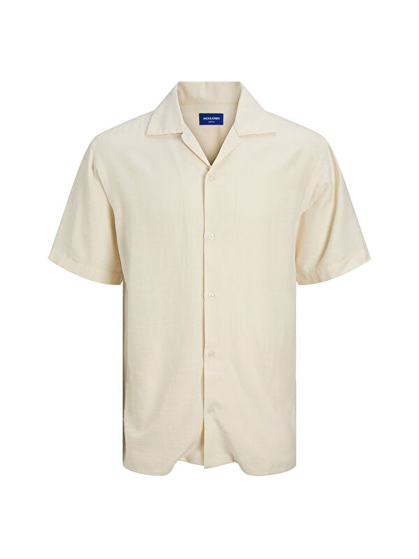 Jack & Jones Cabana Varenna Slub Erkek Ekru Klasik Yaka Gömlek