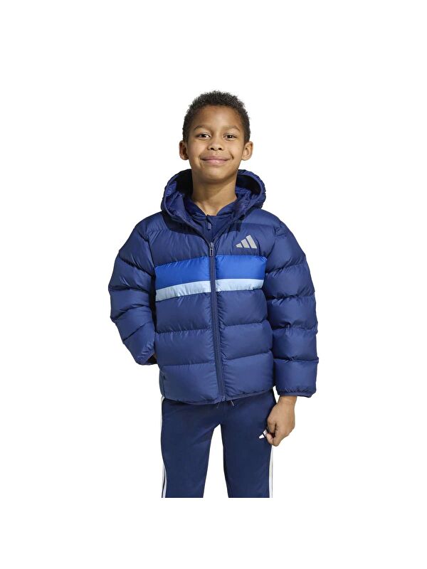 Adidas Synthetic Down Çocuk Lacivert Kapüşonlu Kaz Tüyü Mont