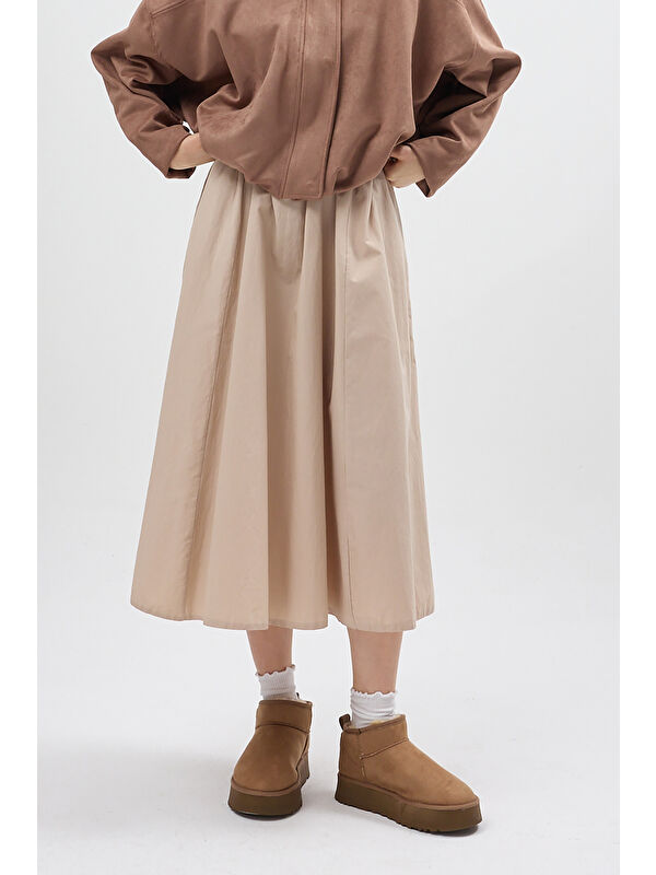 Tonny Black Bej Tonny Black Kalin Poli Kadın Taban İçi Kürklü Süet Görünümlü Bot