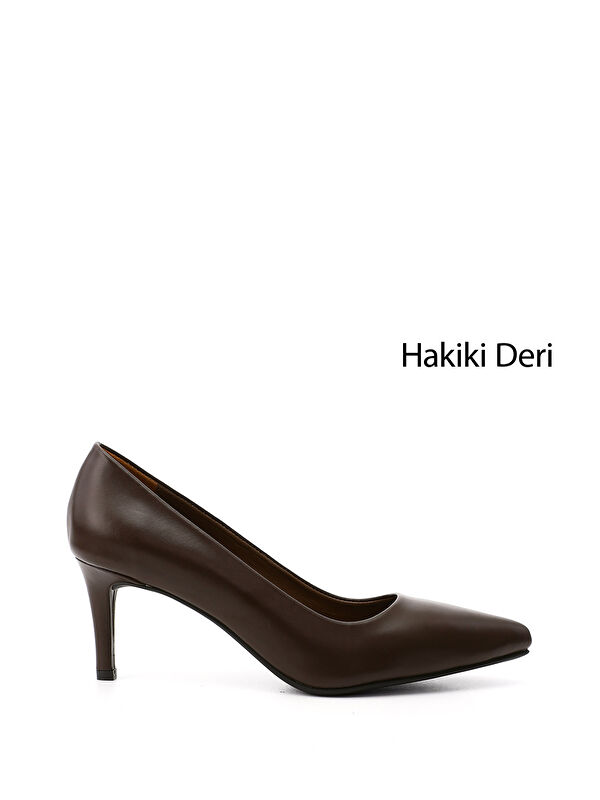 Kadın ÇİKOLATA KAHVE Sivri Burun İnce Topuklu Hakiki Deri Stiletto - Görsel 2