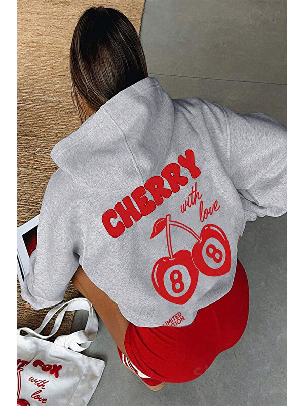 uyguntarz Cherry Baskılı Oversize Sweatshirt