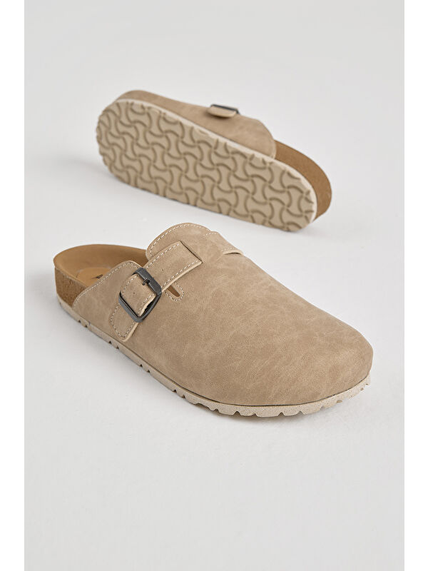 Tonny Black Bej Tonny Black Kalin Poli Erkek Taban Tokalı Önü Kapalı Terlik