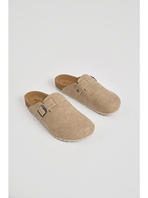 Tonny Black Bej Tonny Black Kalin Poli Erkek Taban Tokalı Önü Kapalı Terlik