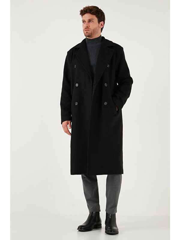 Buratti Loose Fit Kruvaze Yaka Uzun Astarlı Kaşe Kaban 681003