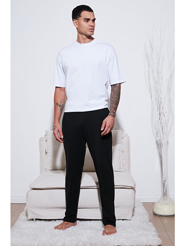 Buratti Pamuklu Regular Fit Normal Bel Düz Paça Cepli %100 Pamuk Pijama Altı 6574003