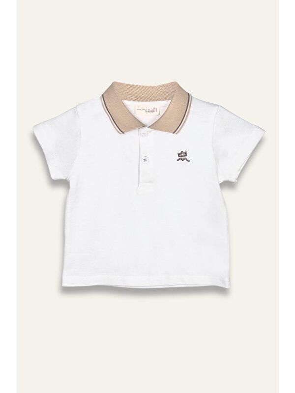 MİNİNİO Erkek Çocuk Polo Yaka T-Shirt - Ekru