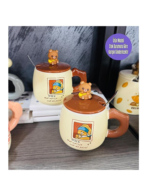 Bam Hediyelik Eşya Vintage Tarz Ayıcık Figürlü Seramik Kupa