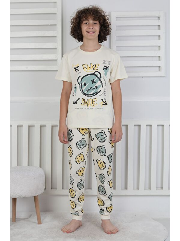 ZUZUNGA Çizgi Ayı Desenli Erkek Çocuk Pijama Takımı