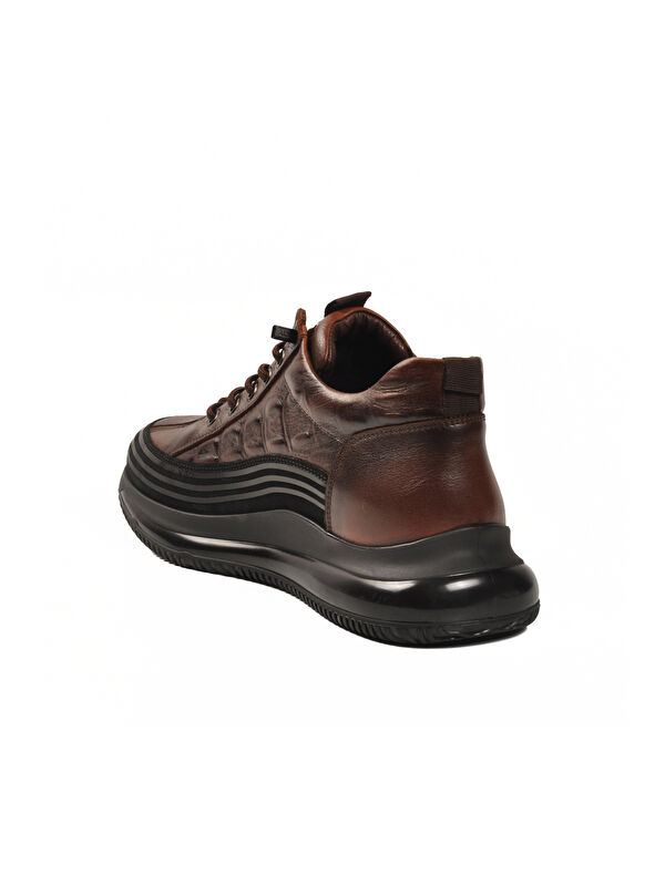 Voyager Siyah Voyager Hakiki Deri Kaymaz Taban Elastik Bağcıklı Erkek Sneaker E053 M