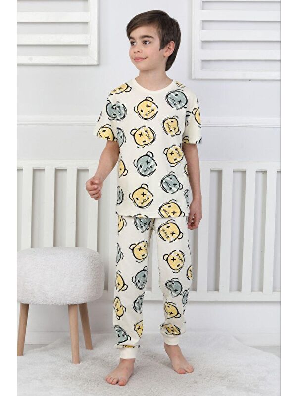 ZUZUNGA Çizgi Ayı Desenli Erkek Çocuk Pijama Takımı