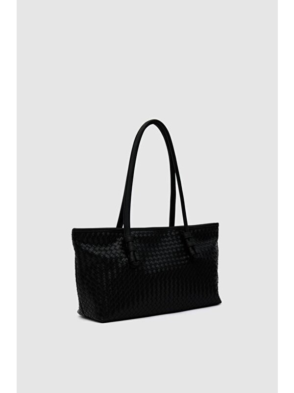 Shulebags Campana Örgülü Omuz Çantası Siyah