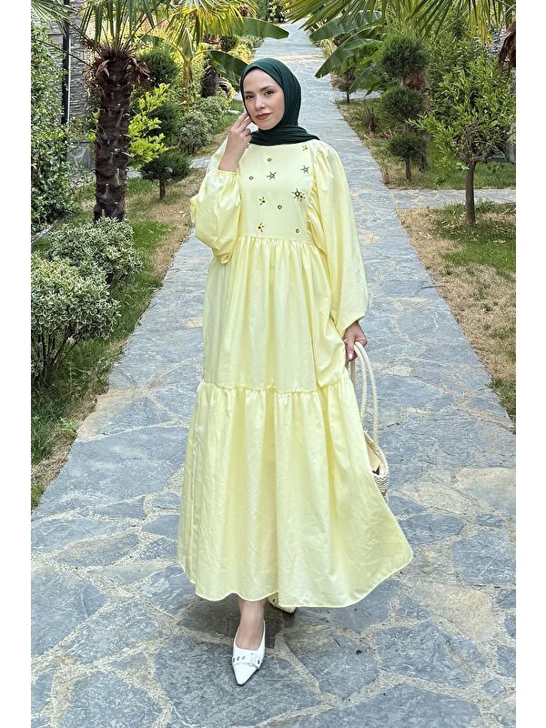Lamelif Yazlık Elica Elbise Sarı
