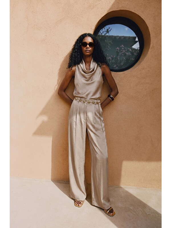 SATEEN Aura Pantolon - Bej