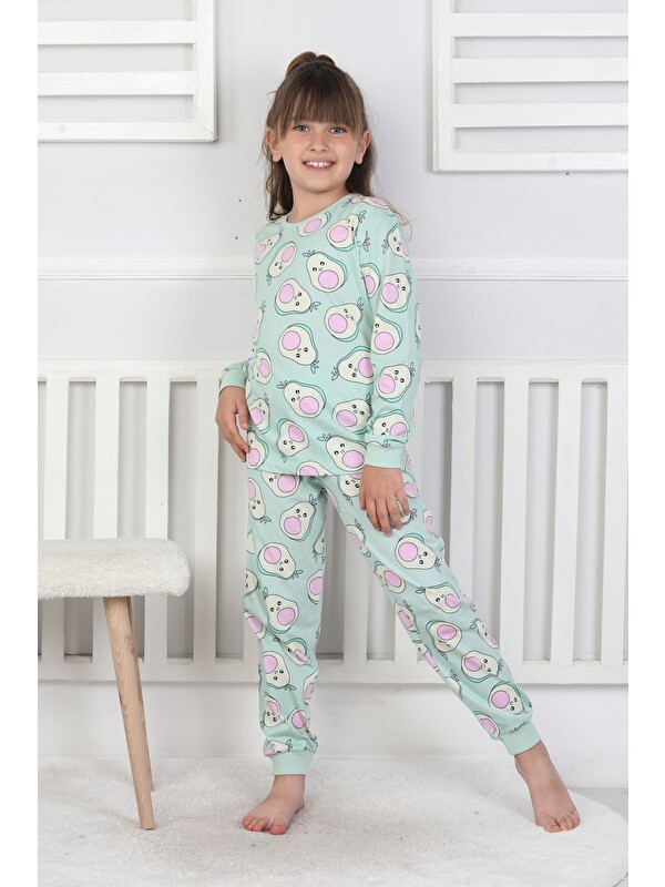 ZUZUNGA Cute Avocado Desenli Kız Çocuk Pijama Takımı