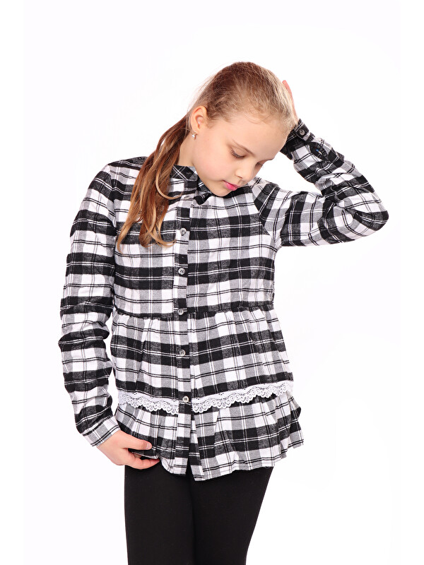 Toontoykids Kız Çocuk Ekose Desenli Gömlek