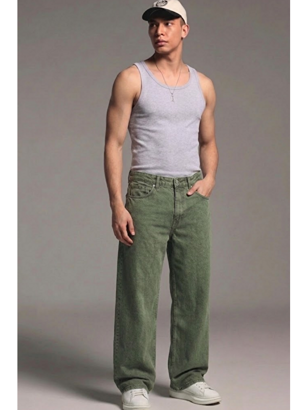 Comstar Erkek Relaxed Fit  5 Cepli Haki Jean Pantolon