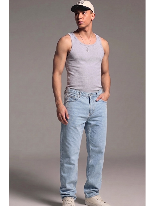 Comstar Erkek Relaxed Fit  5 Cepli Buz Mavi Jean Pantolon