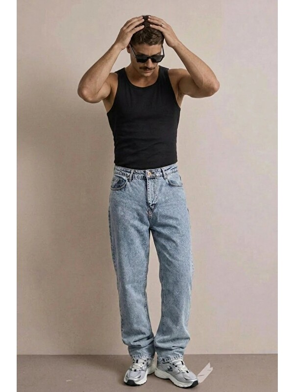 Comstar Erkek Yüksek Bel Comfort Kar Mavi Jean Pantolon