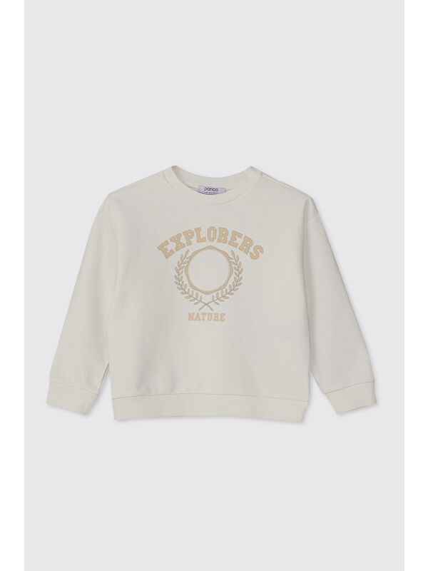 Panço Erkek Bebek Baskılı Ekru Sweatshirt