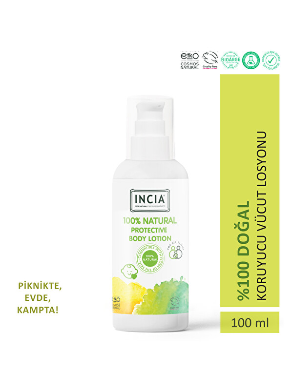 INCIA %100 Doğal Koruyucu Vücut Losyonu Sprey Yenidoğan Bebek Çocuk İçin Limon Okaliptus Vegan 100 ml