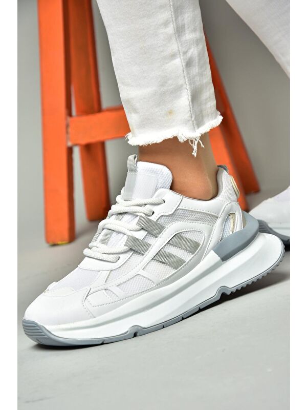 S9730176 Beyaz/Gri Kadın Sneakers - Görsel 2