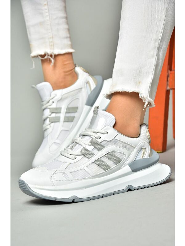 S9730176 Beyaz/Gri Kadın Sneakers - Görsel 4