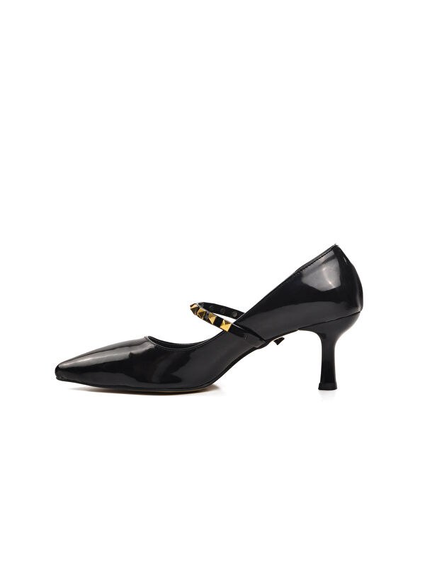 Siyah Rugan İnce Topuklu Kadın Abiye Ayakkabı 458297 - Görsel 4