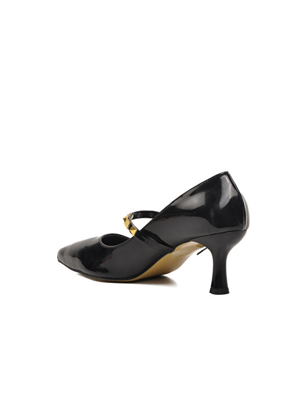 Siyah Rugan İnce Topuklu Kadın Abiye Ayakkabı 458297 - Görsel 5