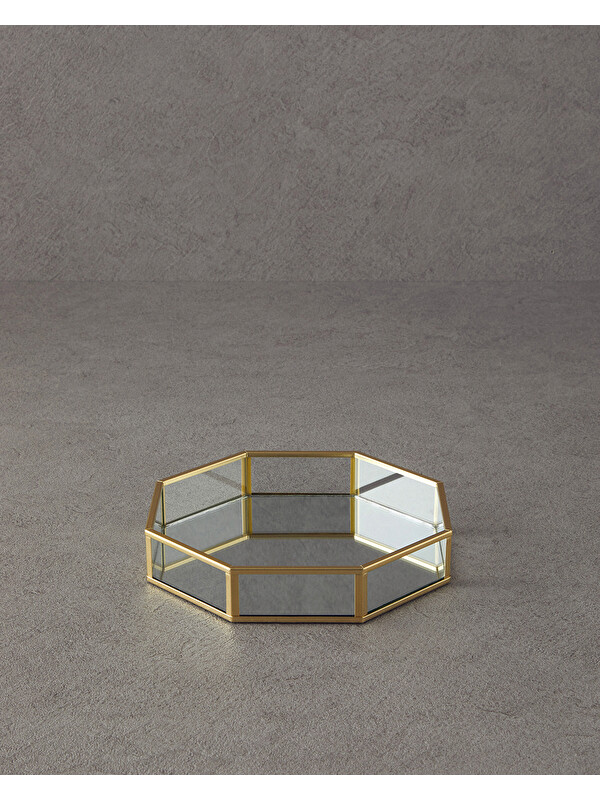 English Home Deluxe Cam Dekoratif Tepsi 19x19x3,5 cm Gold