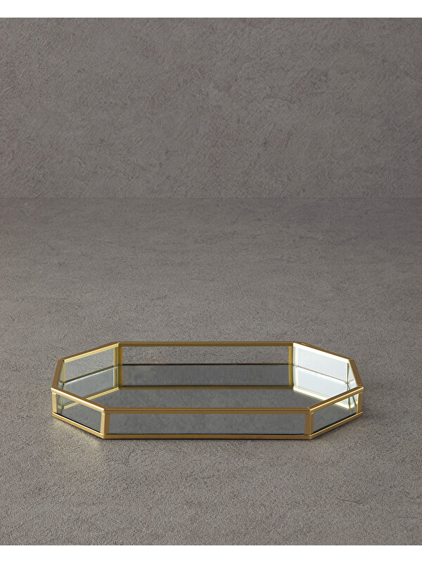 English Home Deluxe Cam Dekoratif Tepsi 27,5x15x2,5 cm Gold