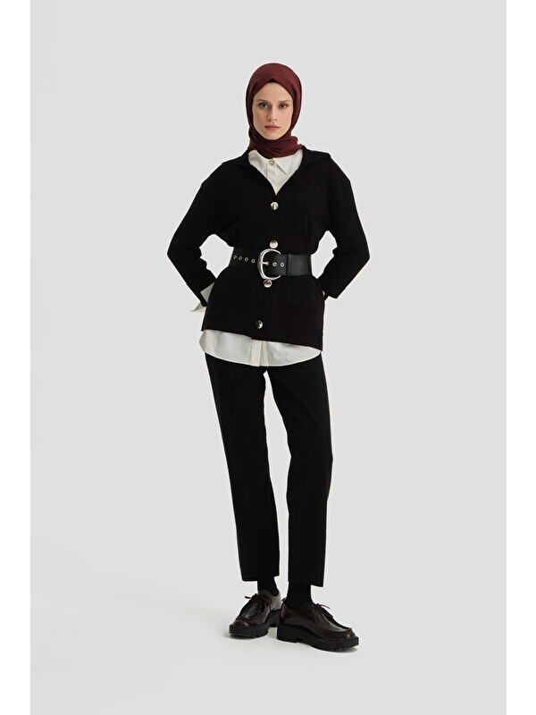 ARMİNE Metal Düğmeli Triko Takım 24Kd4212 Siyah